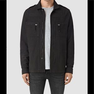 Allsaints Washed Black Novi Leather Shirt Jacket S